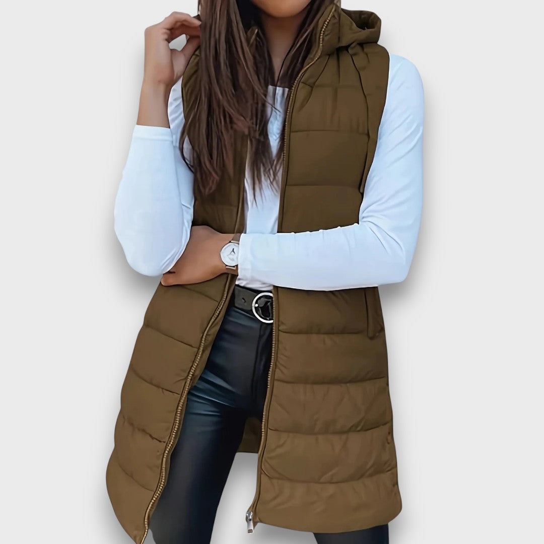 Kaira I Casual sleeveless hooded puffer vest