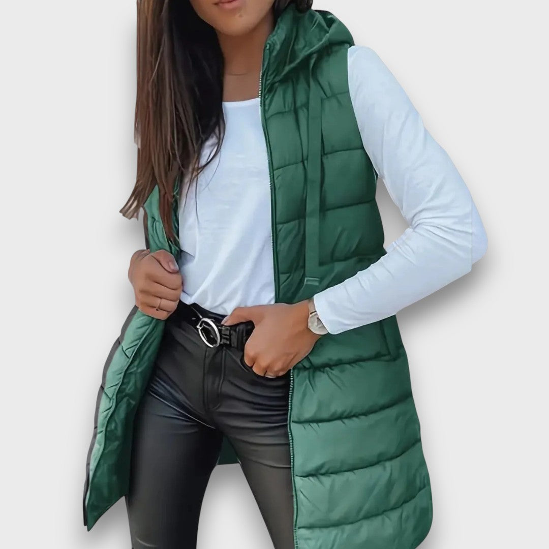 Kaira I Casual sleeveless hooded puffer vest