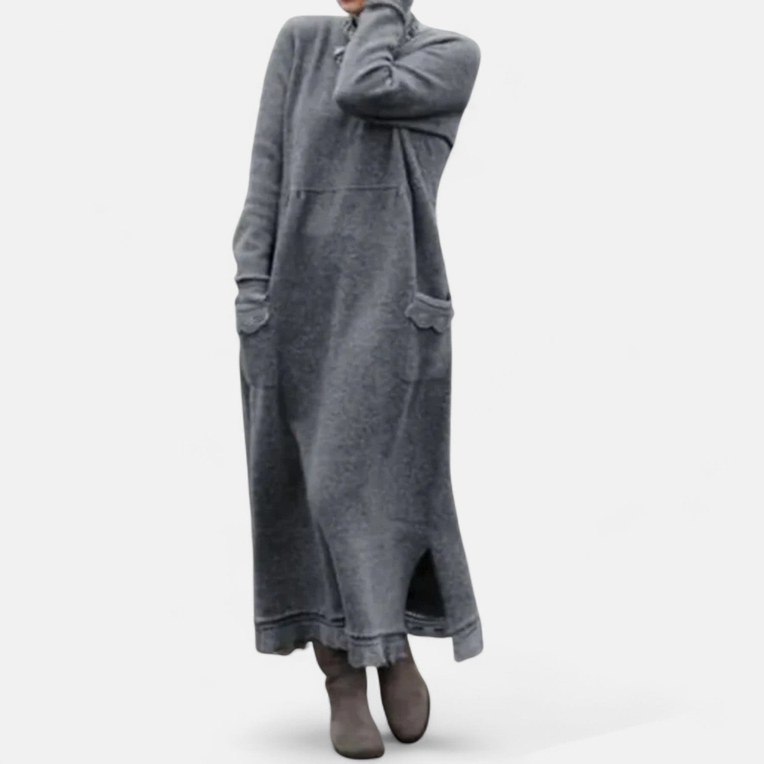 Mara Knitted Maxi Dress – Cozy Long Sleeve Oversized Winter Dress