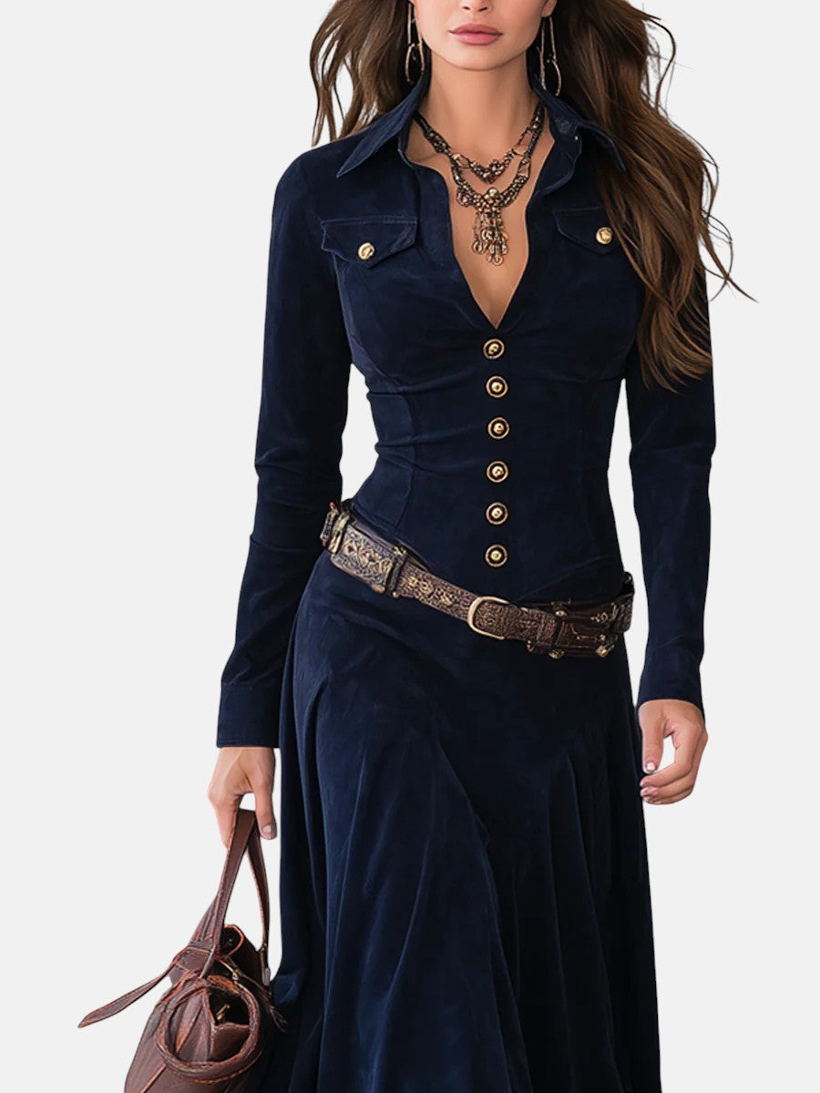 MILANA | Long Suede Dress with Slit