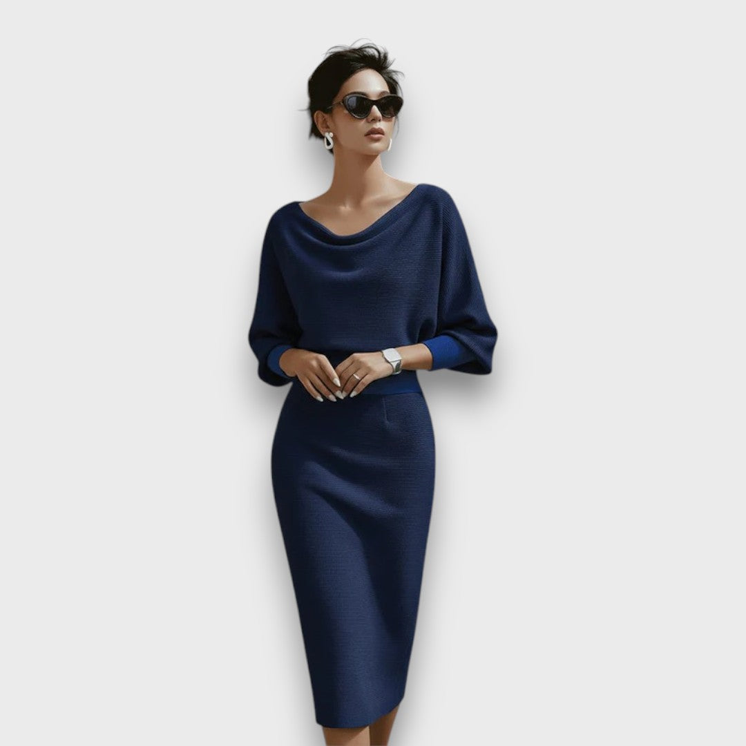 Lunaria I Draped batwing midi dress