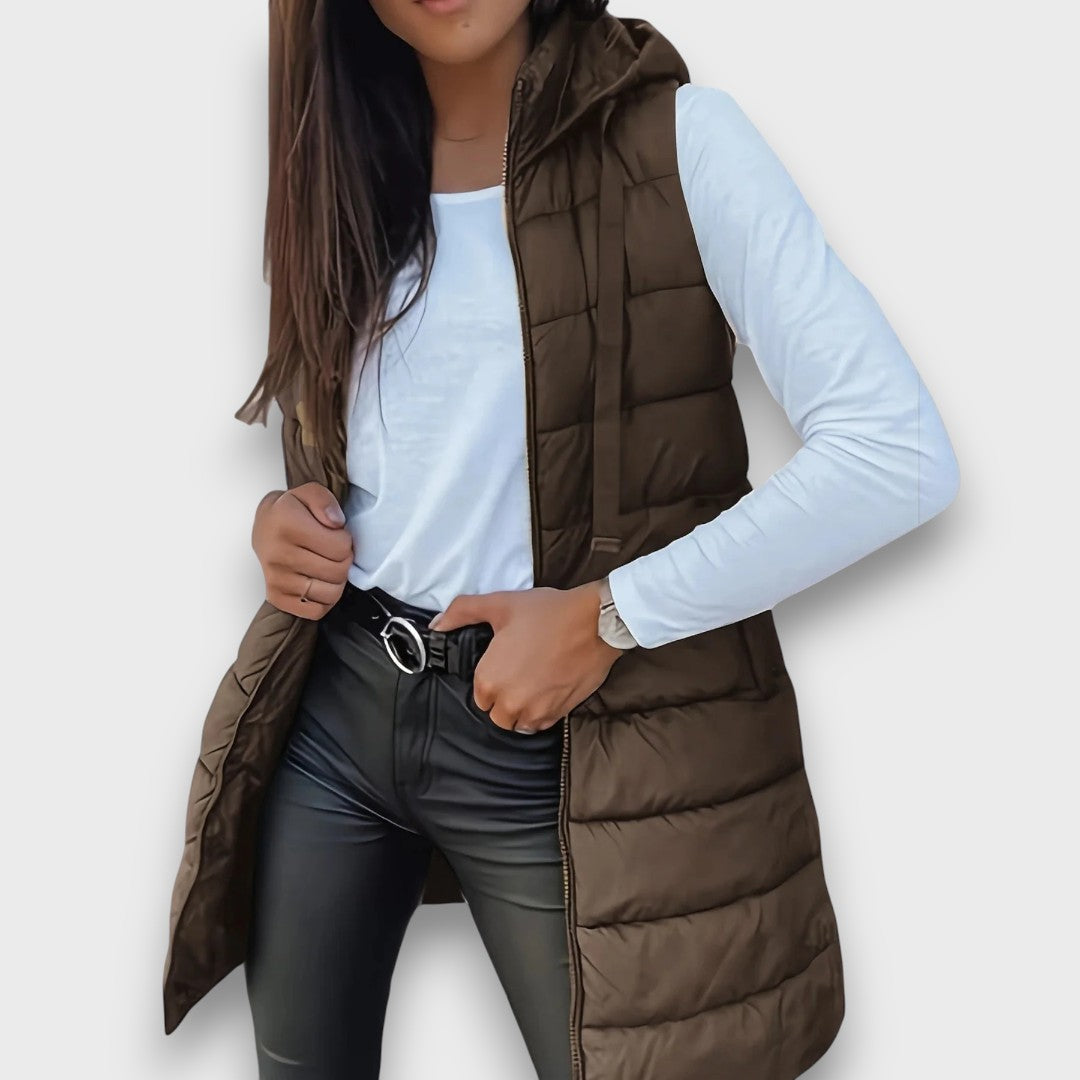 Kaira I Casual sleeveless hooded puffer vest