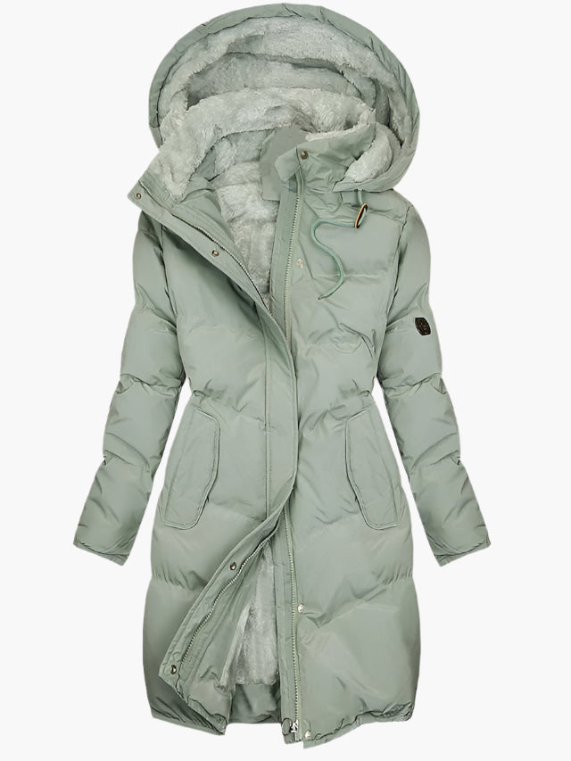 Olivia Long Hooded Coat – Comfortable Everyday Outerwear